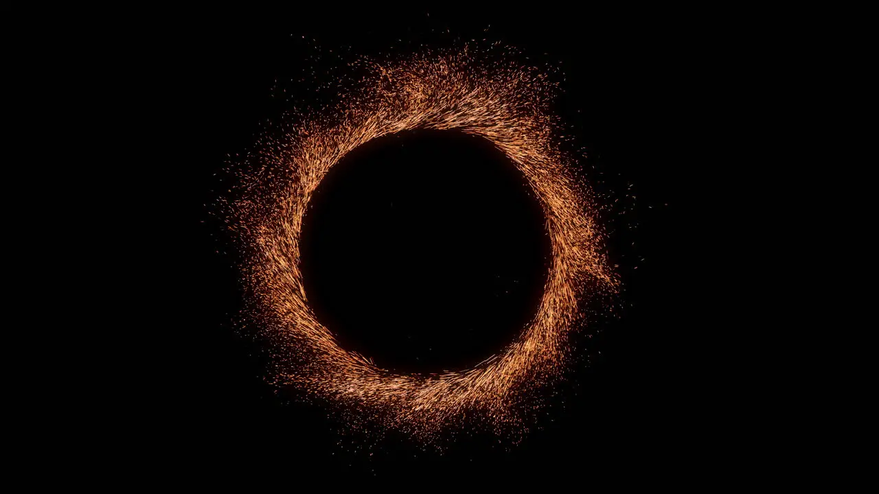 Invocation of a strange dimensional portal circle of orange sparks without floor