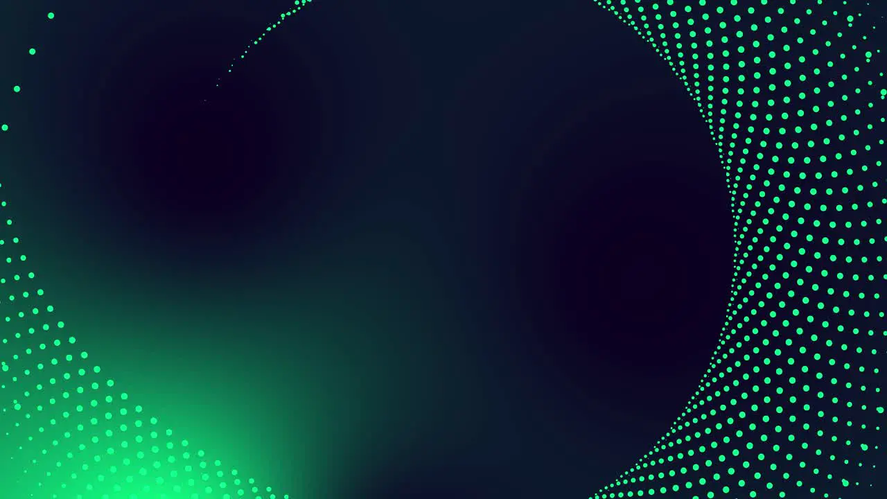 Circular dotted spot animation tech motion graphic round abstract pattern geometric background looping spiral design futuristic visual effect rotation for intro title 4K navy green