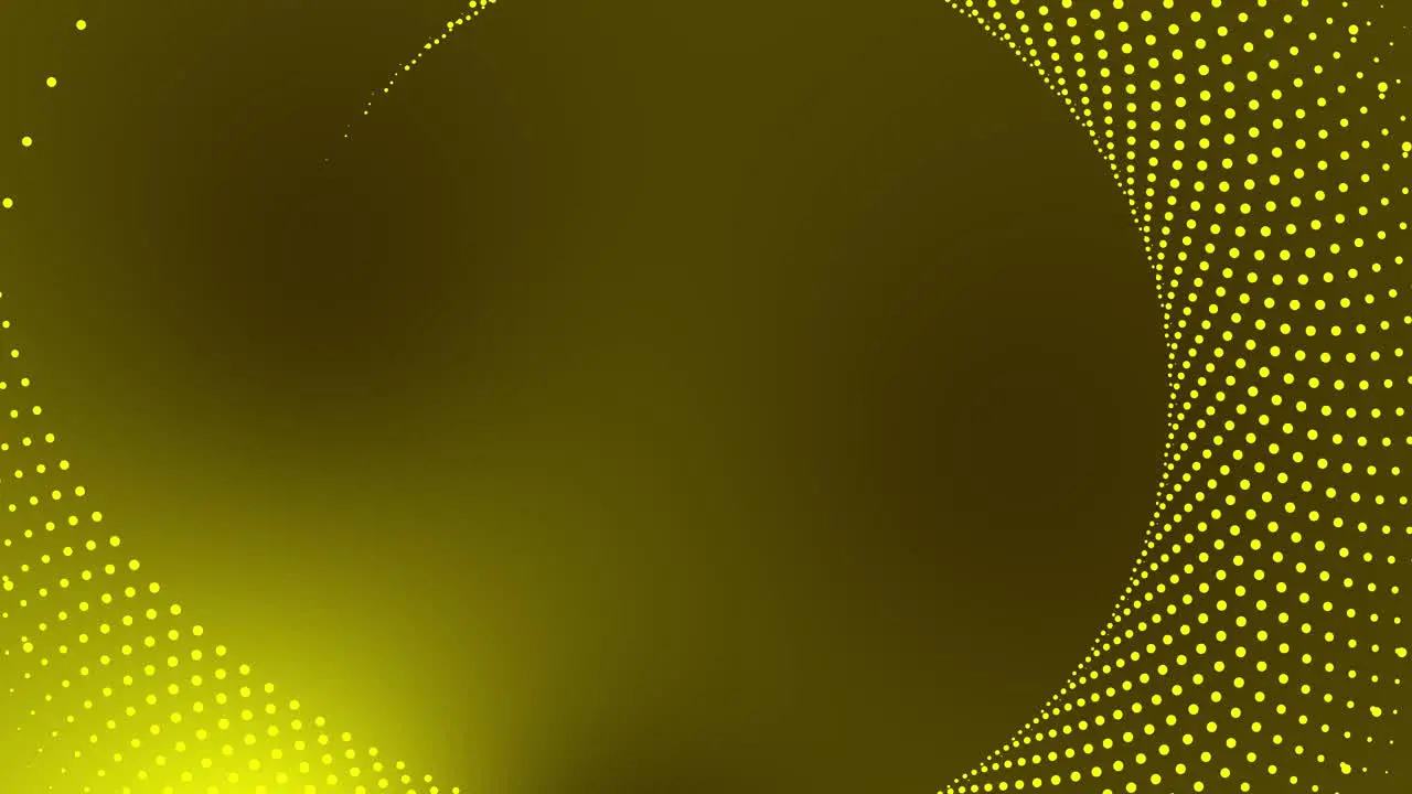 Circular dotted spot animation tech motion graphic round swirl abstract pattern geometric background looping spiral design futuristic visual effect rotation for intro title 4K yellow