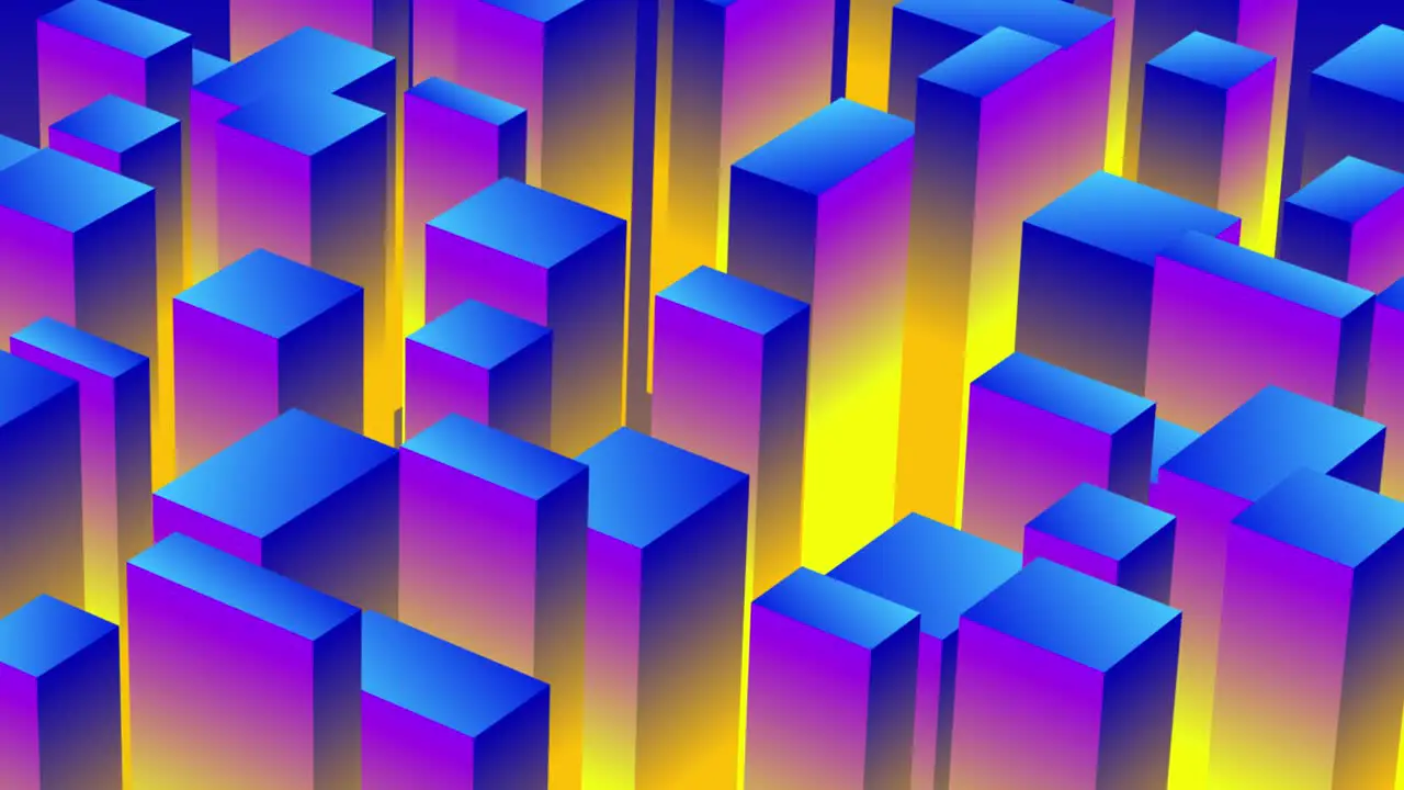 3D animation cubes motion graphics movement wiggle shapes retro gradient colour visual effect background up down 4K pink yellow