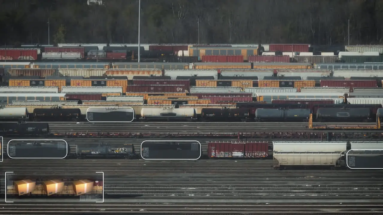 Long aerial zoom of large train station