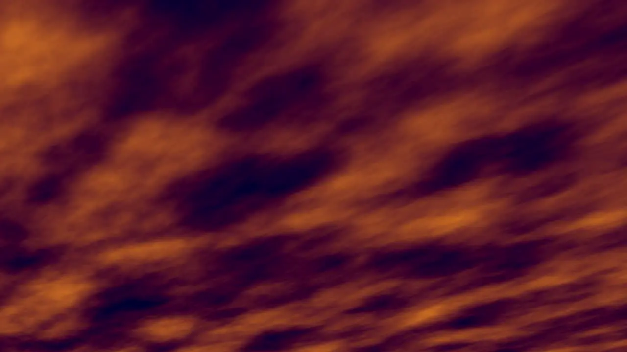 Animation of fast moving clouds at sunset with low angle perspective