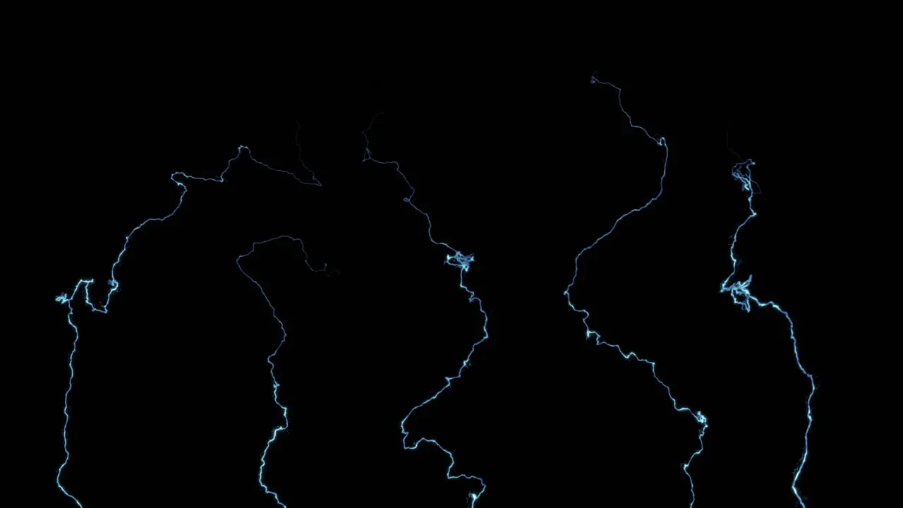 Animation of various bursts of electrical energy on a black background