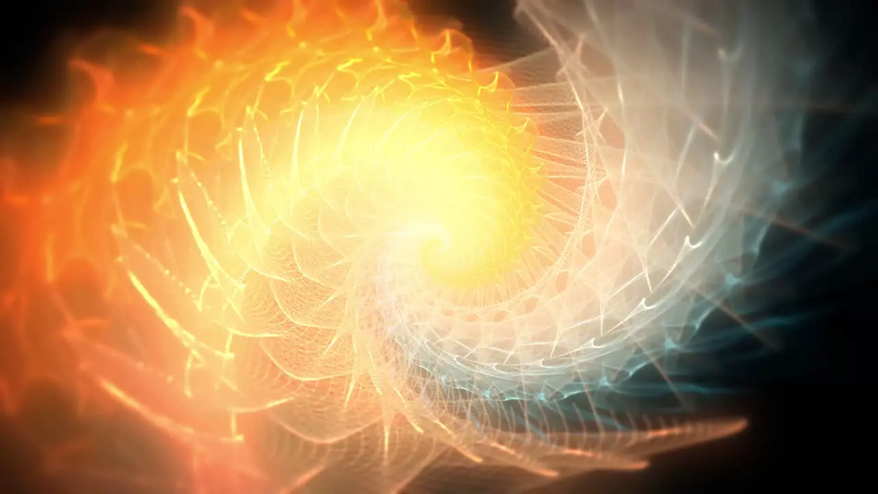 Animation of animated glowing golden spiral swirling shell