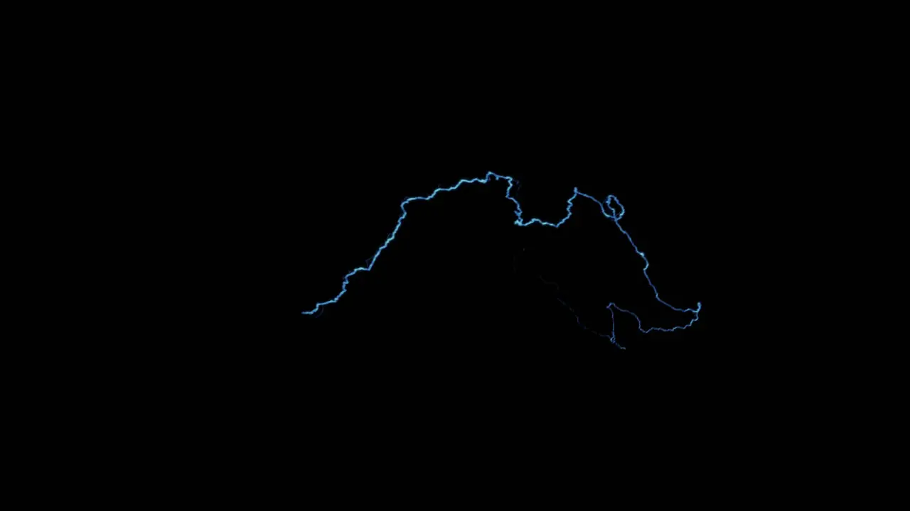 Animation of electrical wave being in the form of a deformed arc on a black background