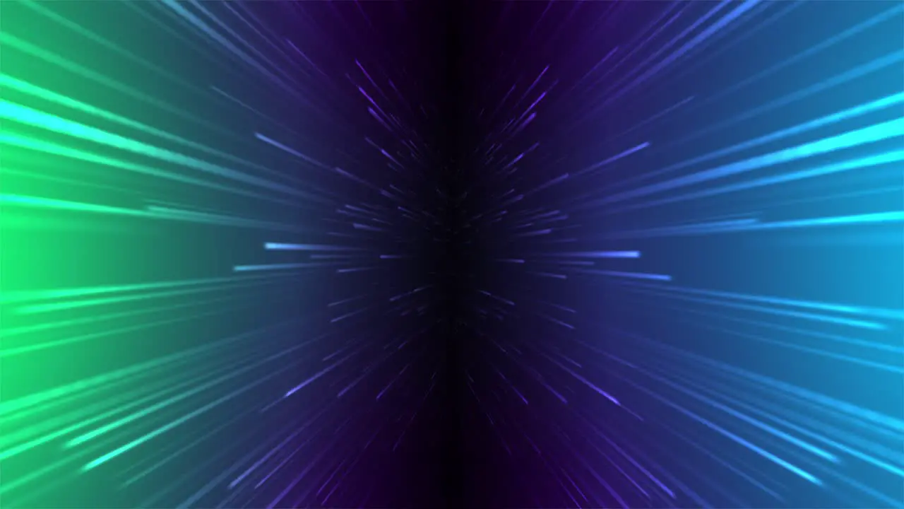 Animation of glowing colorful blue and green lines flowing on right and left side of screen