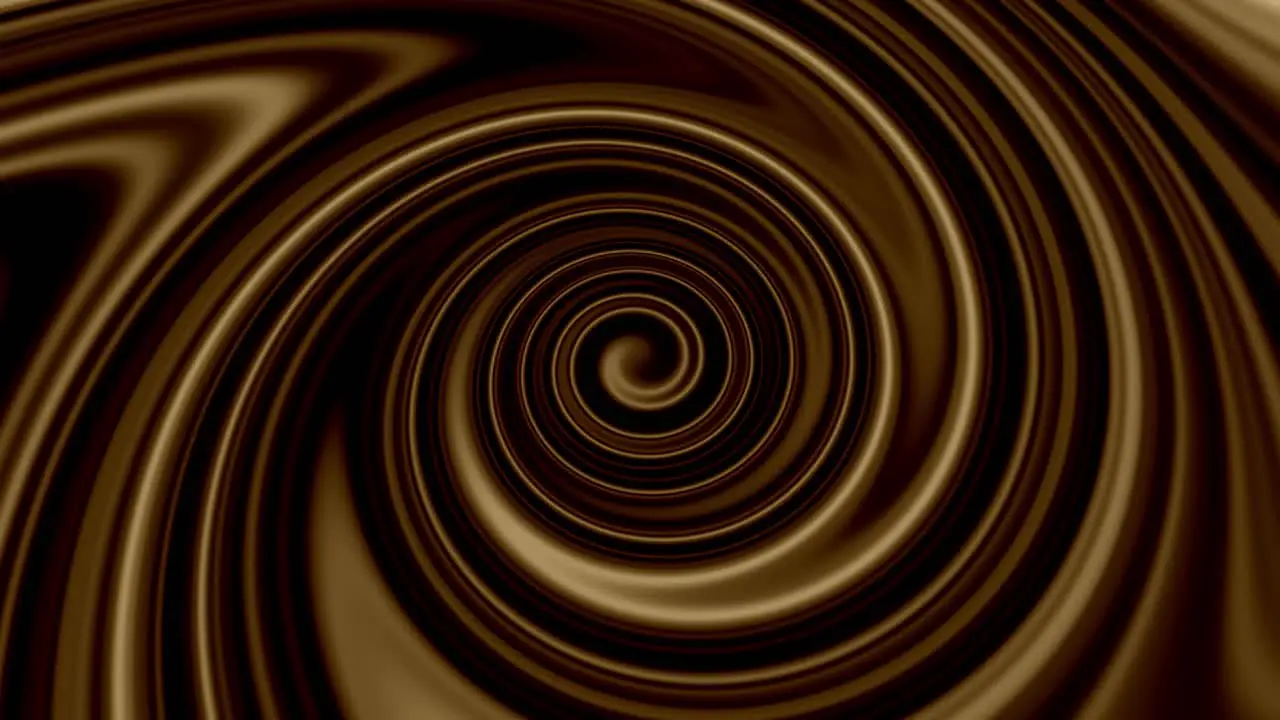 Animation of animated swirls of chocolate caramel colors in vortex