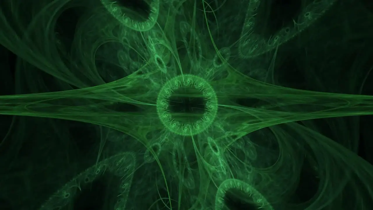 spiraling tribal space 3d animation rendering green hyperbolic symmetry pattern psytrance visual cyber space hippie psychedelic magic mushroom effect trippy hallucination effect CGI VFX