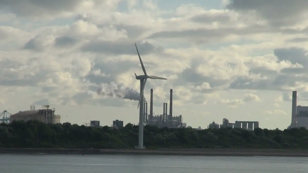 Netherlands Rotterdam windmill moves to reveal smokestacks 10