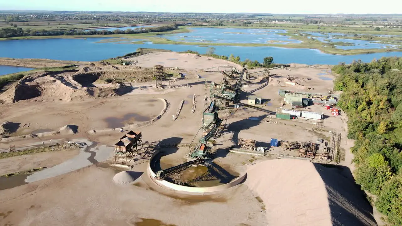 Tarmac Quarry Collingham Newark on Trent aerial view pov slow sunny day no workers on site