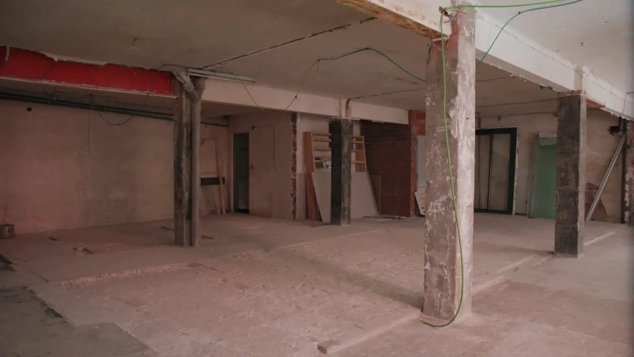 Camera Pans around Storage Room in Commercial building during the daytime