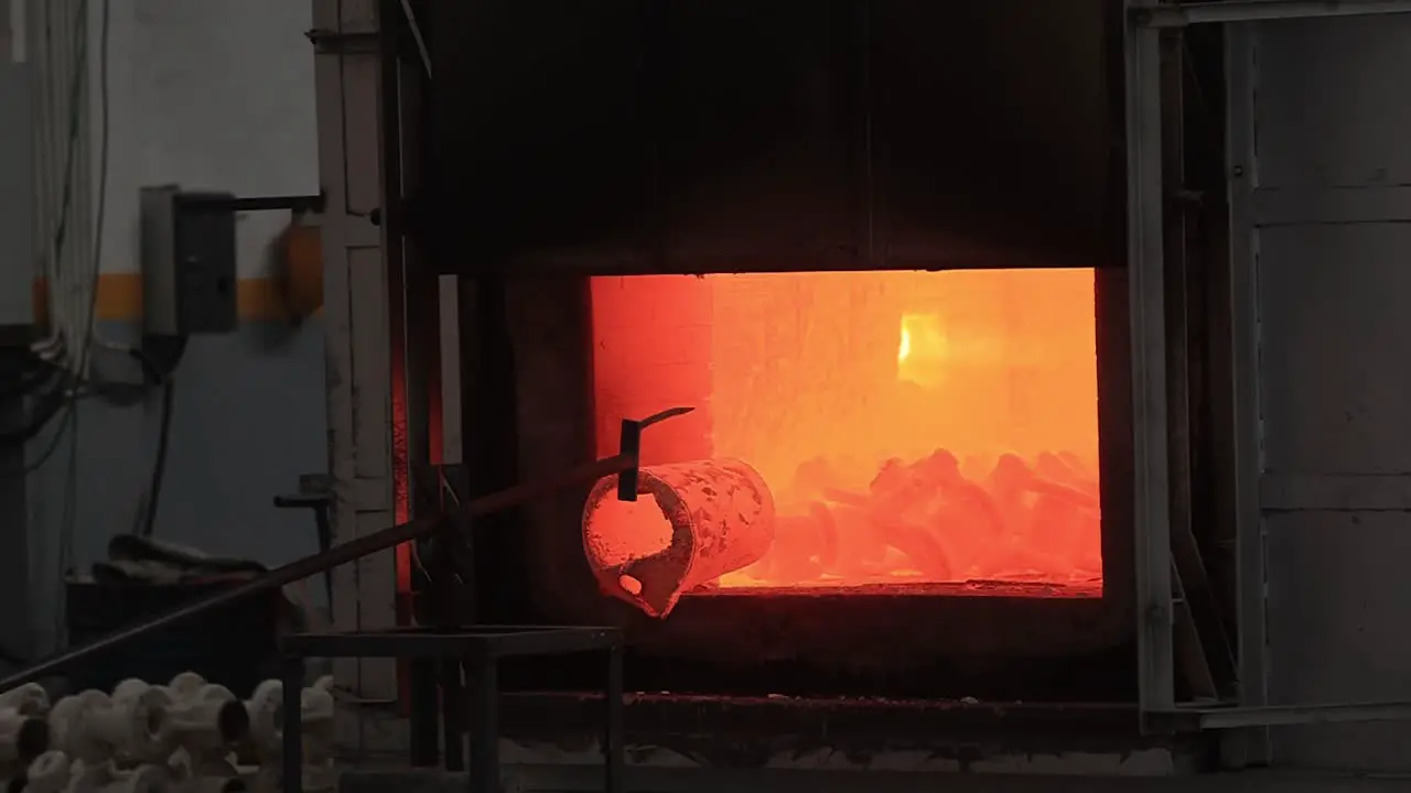 Furnace scene in which the prepared mold is being heated to high temperature