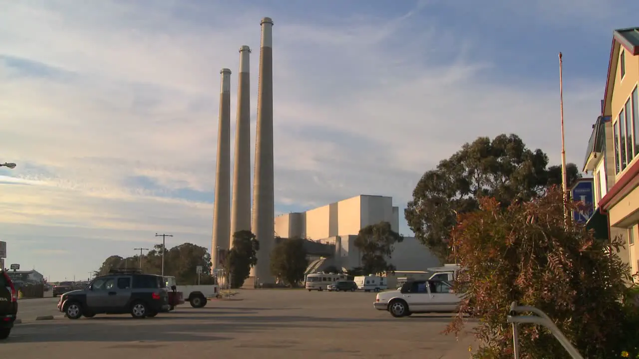 A large power plant against the sky