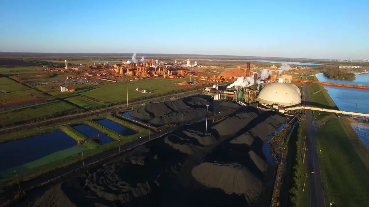 Aerial over an industrial aluminum manufacturing plant