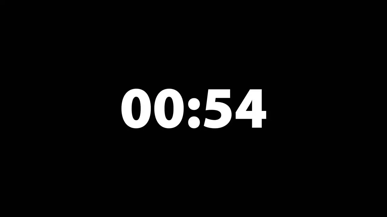 One Minute Countdown On Myriad Pro Bold Typography In Black And White