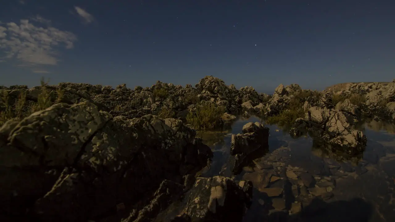 Rocky Coast and Sea at Night