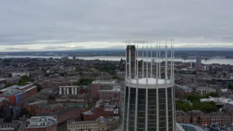 Drone Shot Pulling Up Liverpool Metropolitan Cathedral 01