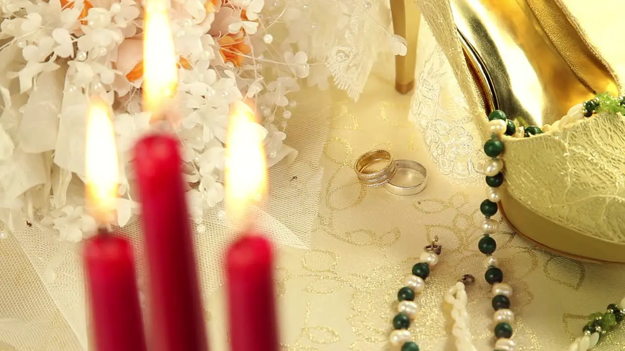 Bride Shoes With Candles And Flowers 2