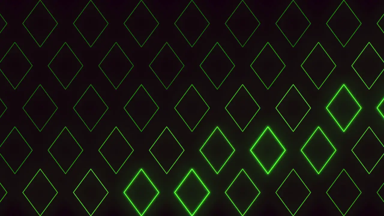 Neon green rhombus pattern on dark black space