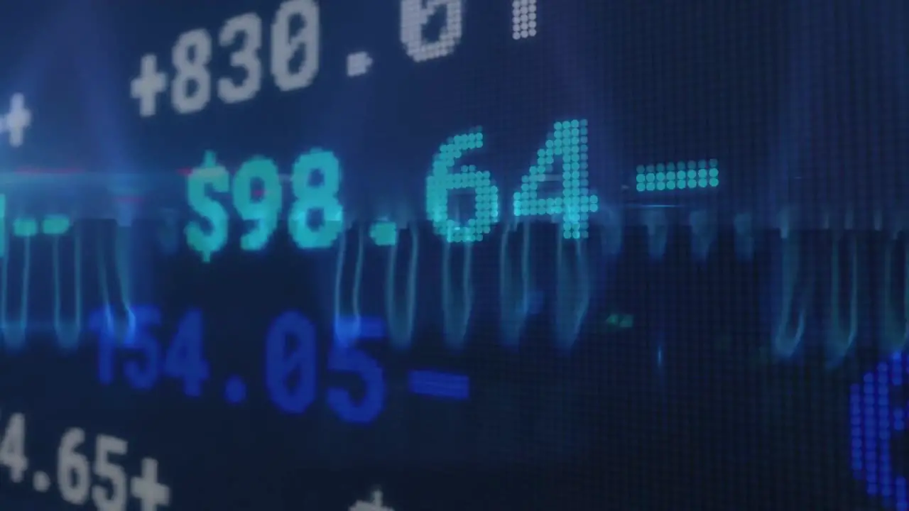 Animation of changing financial data over gas flames