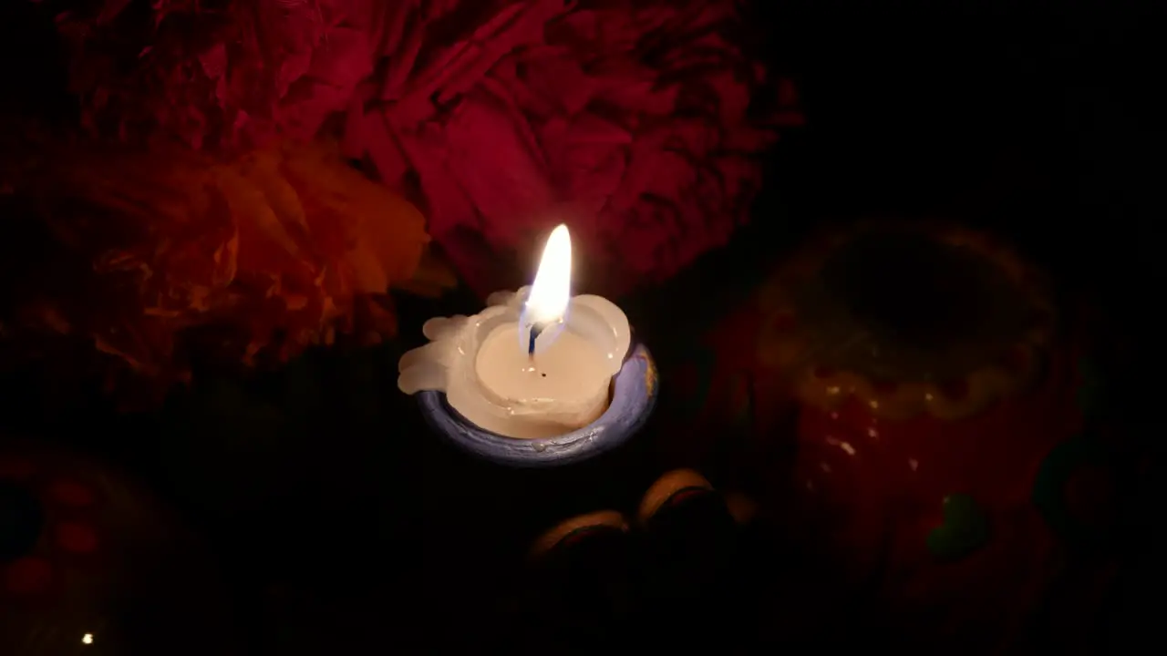 Day of the dead offering candle in time lapse