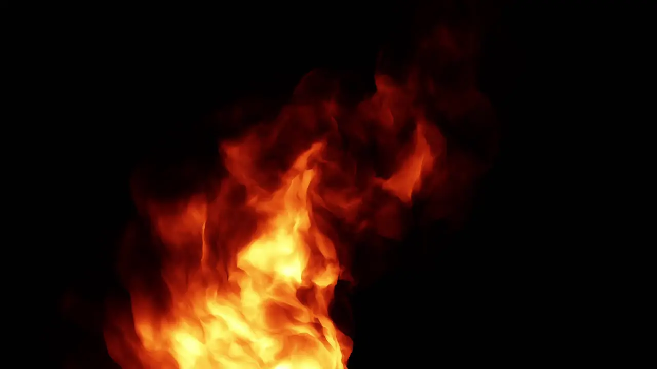 Majestic fire on a black background slow motion 4K It can be used as a background and can be added to videos in editing software