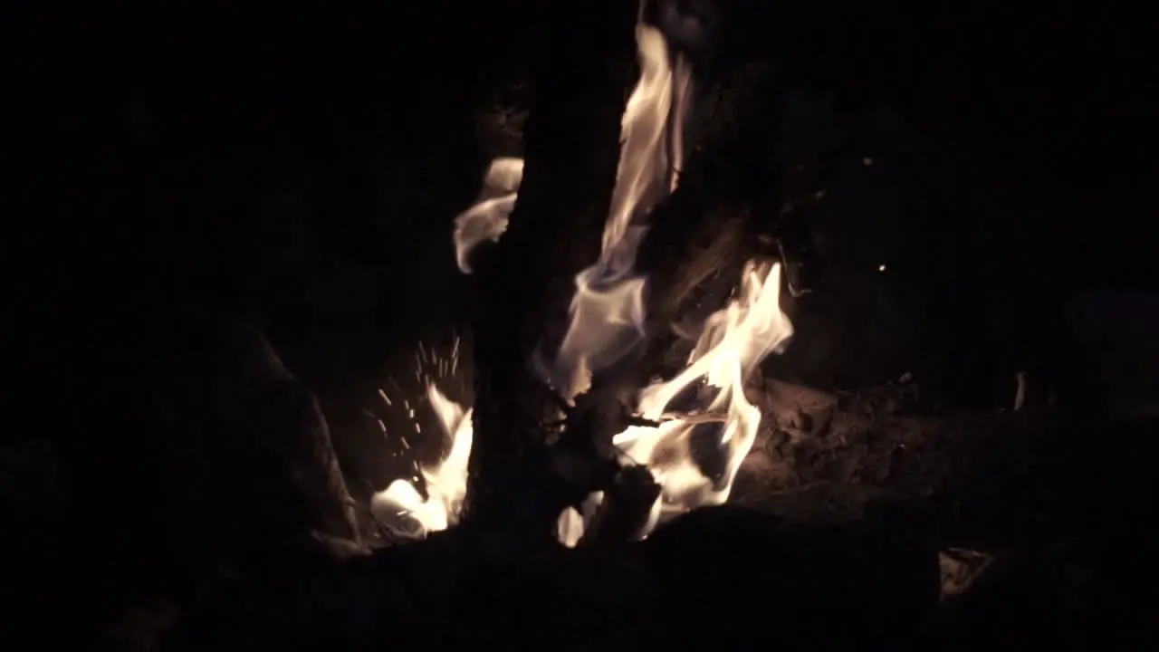 Slow motion shot of flames and embers from a warm camp fire in Yosemite National Park