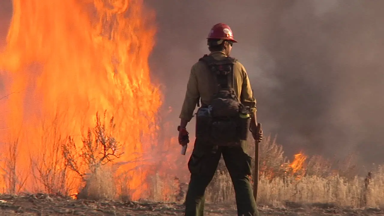 Firefighters Look On As A Blaze Burns Out Of Control In California 2