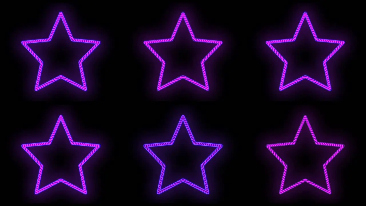 Neon purple stars pattern in night