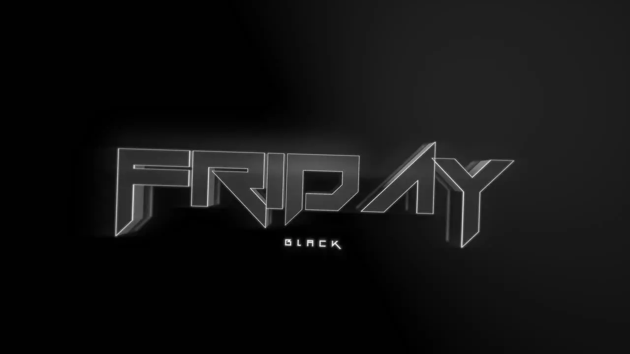 Dark monochrome Black Friday text on black gradient