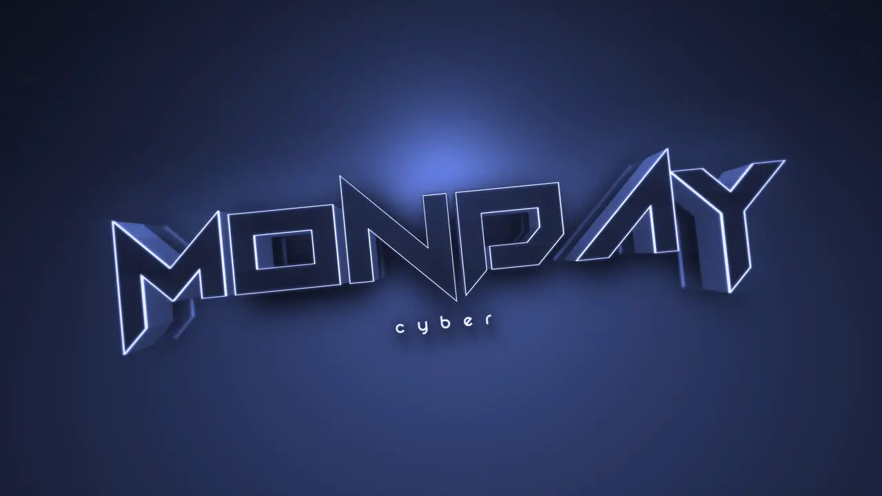 Dark monochrome Cyber Monday text on blue gradient