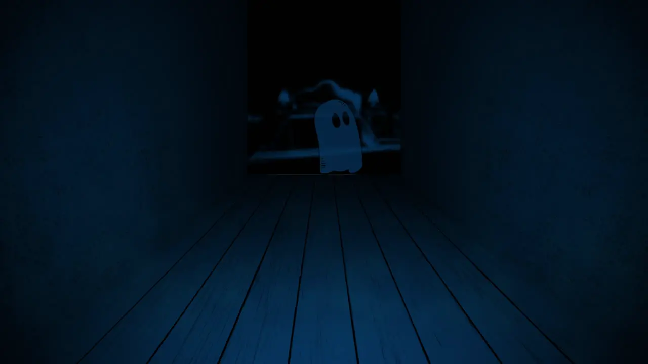 Halloween background animation with ghost in room 1