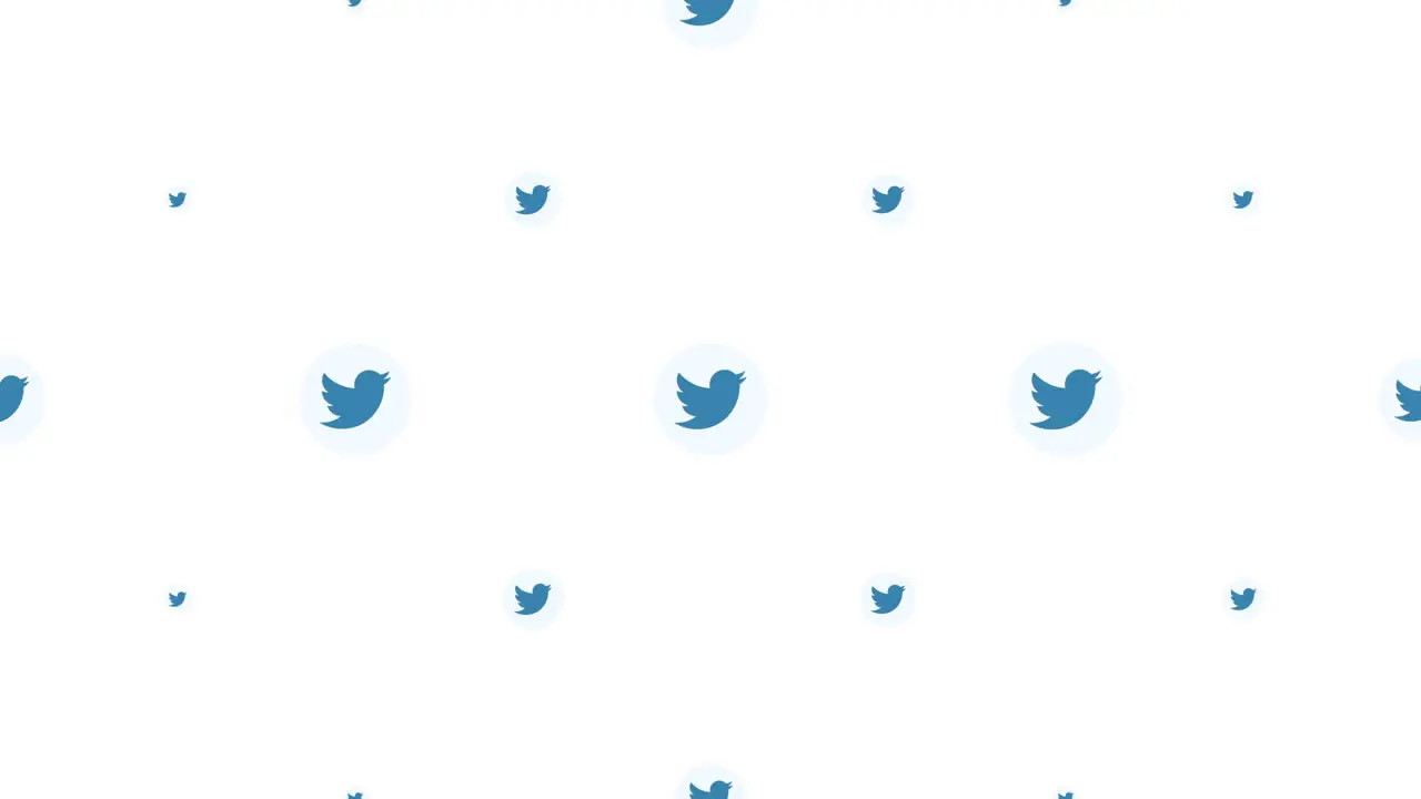 Motion icons of Twitter social network on simple background