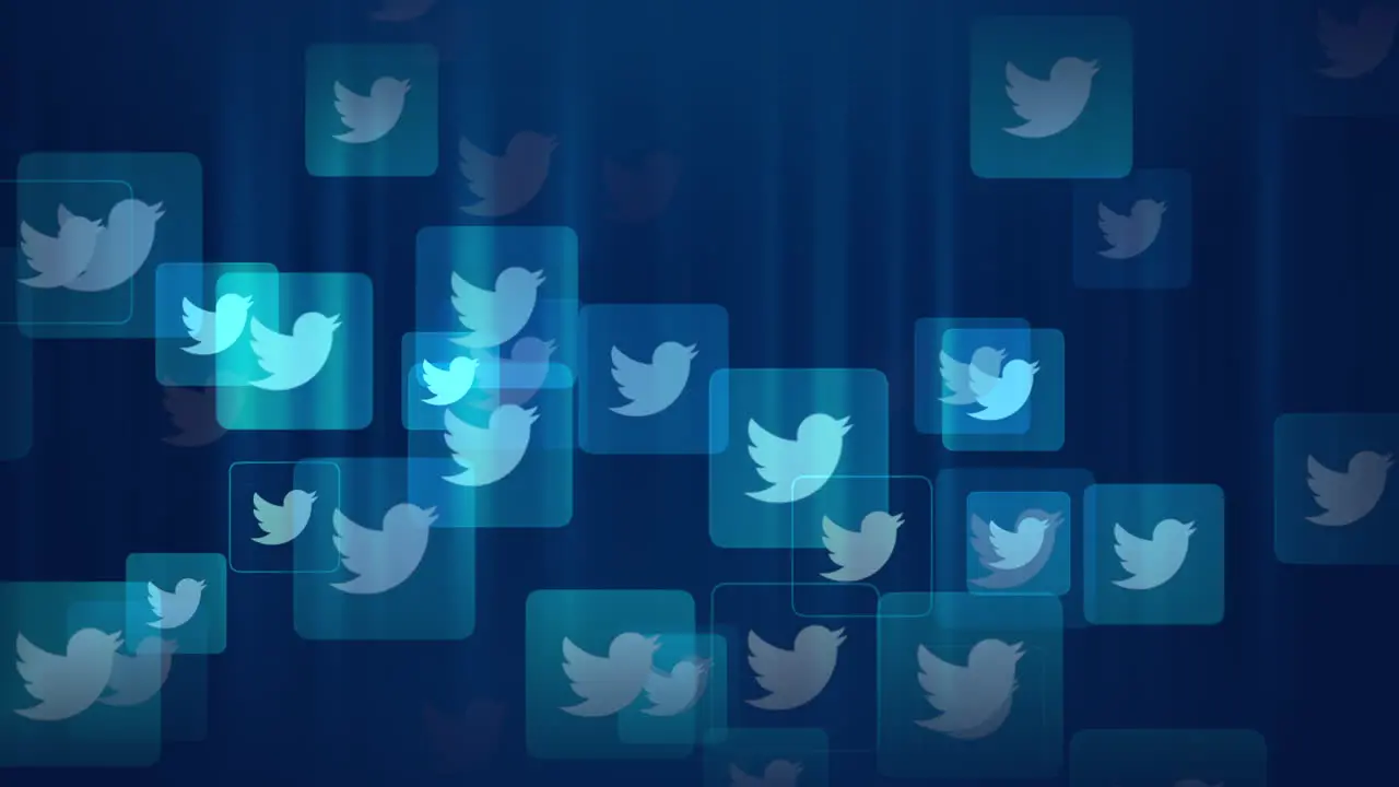 Motion icons of Twitter social network on simple background 9