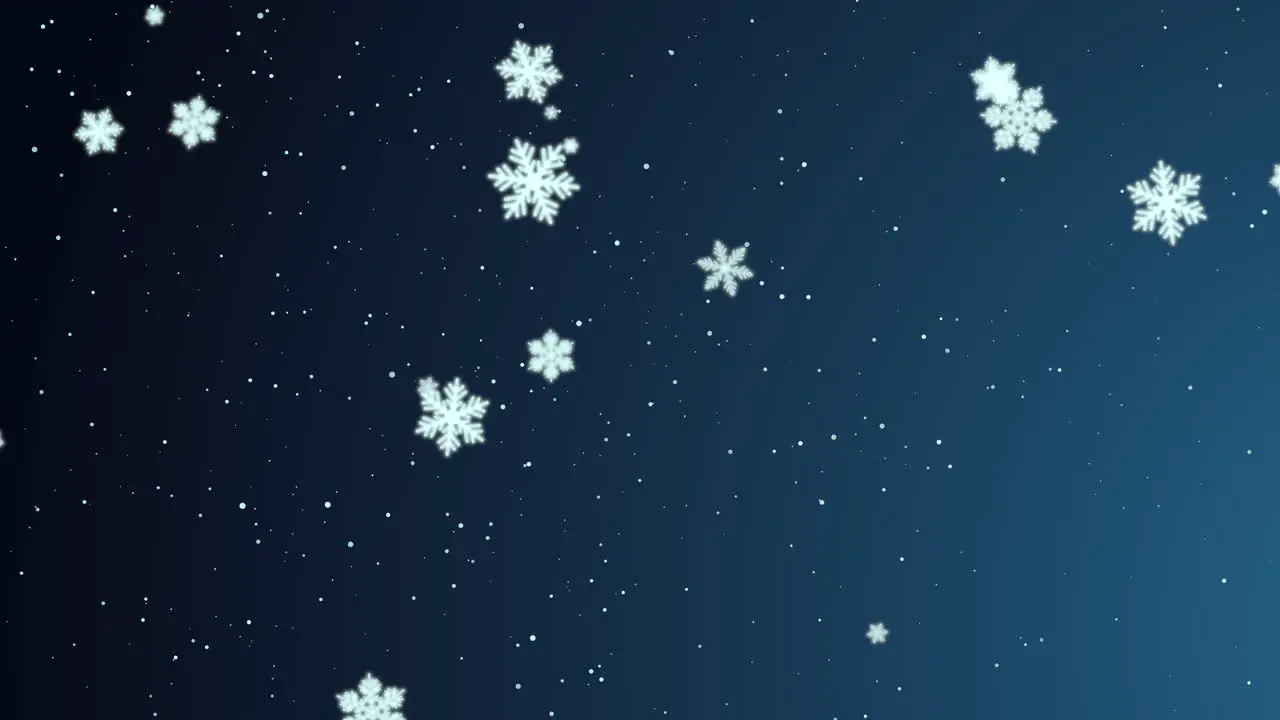 White snowflakes and stars and abstract bokeh particle