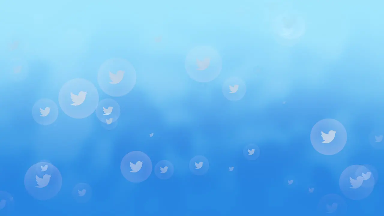 Motion icons of Twitter social network on simple background 10