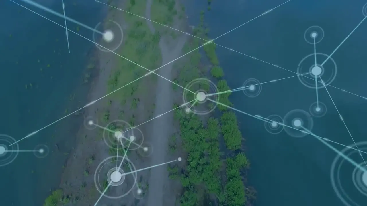 Animation of network of connections over island and sea