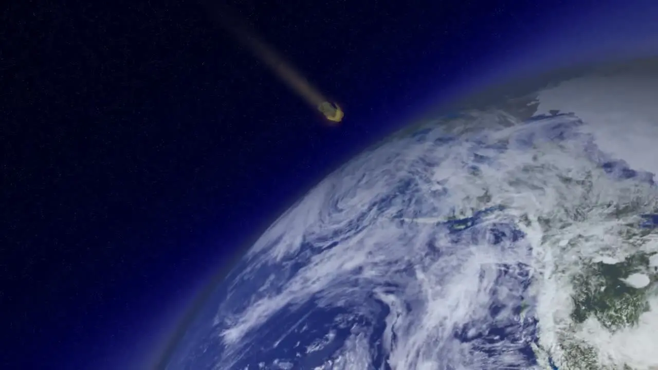 Meteor burning up in Space