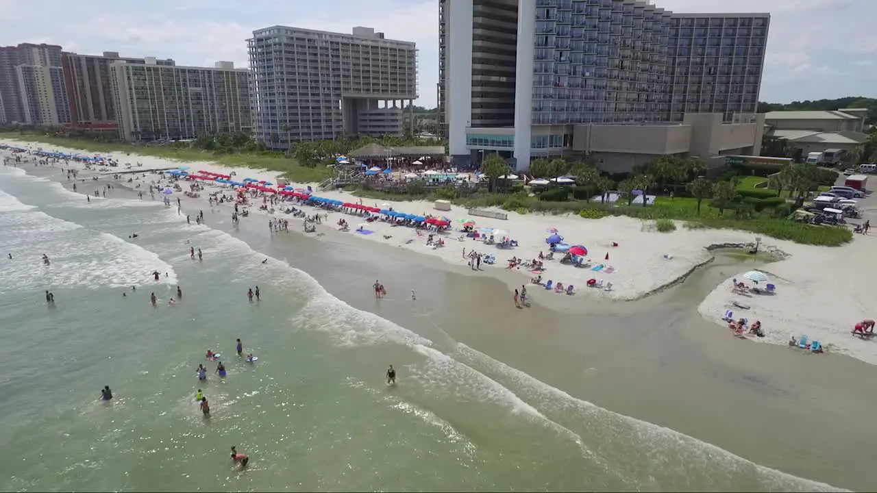 Flying over a beach in Myrtle Beach SC during summer