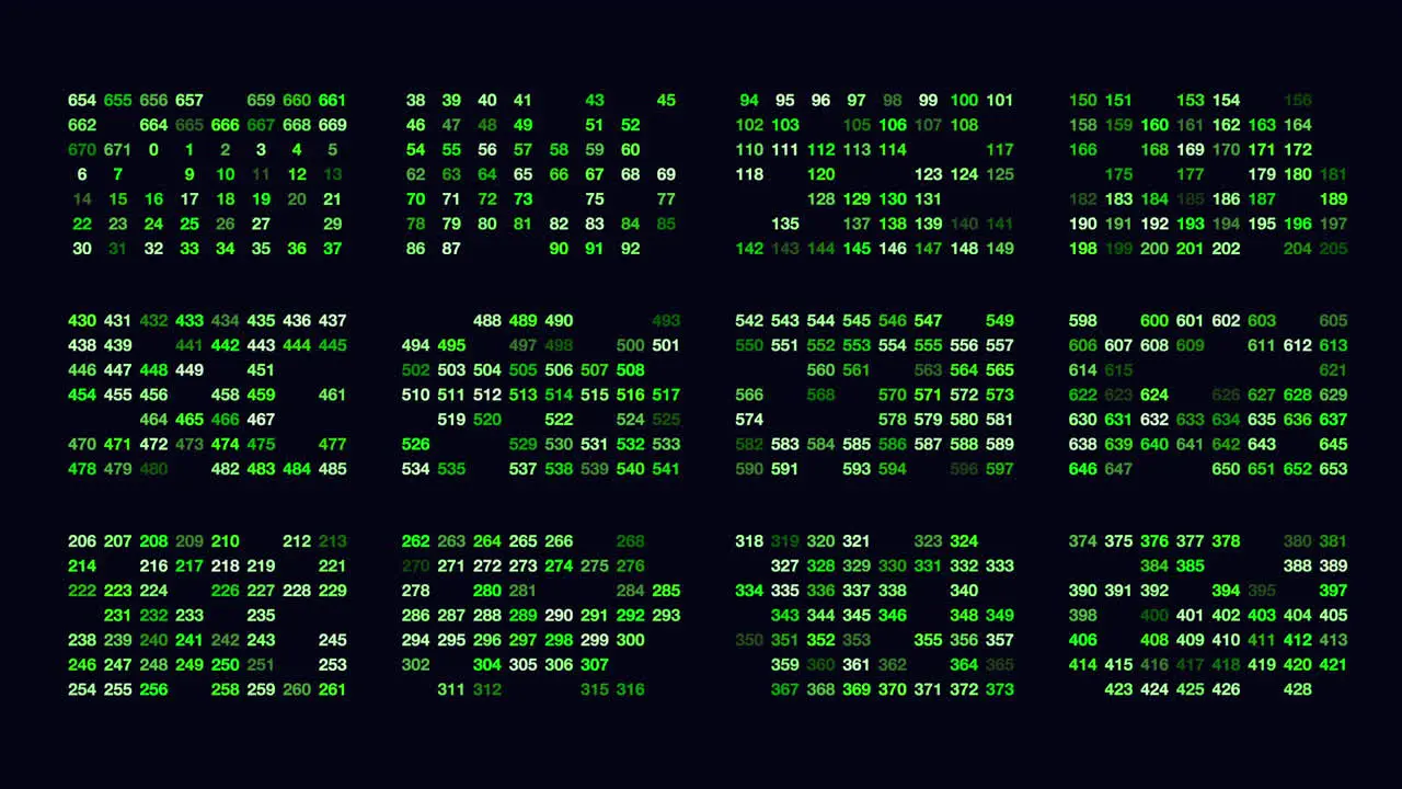 Rows numbers pattern with neon color on black gradient 1