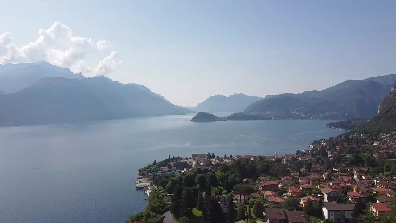 Drone view over the central part of Lake Como