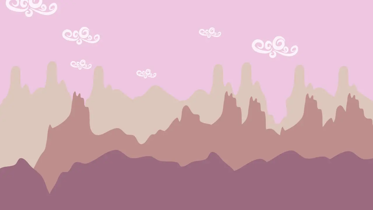 Cartoon animation background with mountain and clouds 2