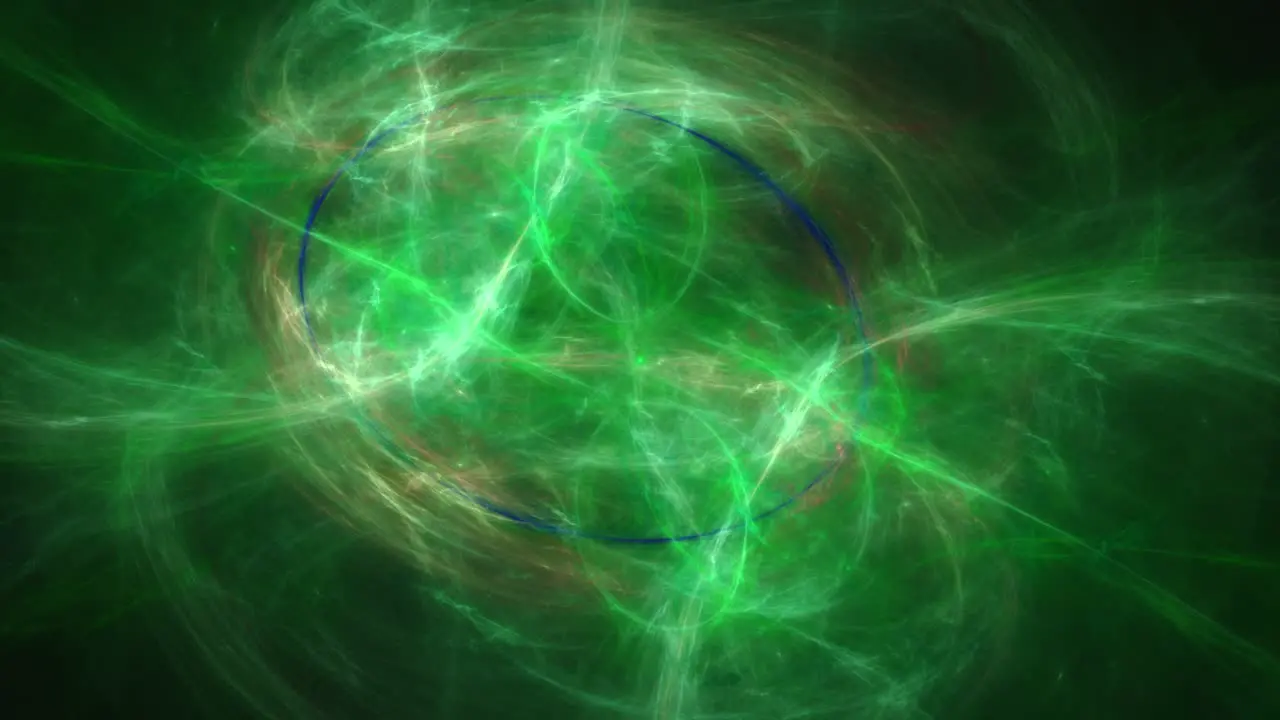 Energy vortex circle with green lines flowing out into space beautiful abstract background