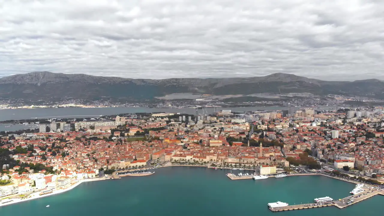 Aerial Hyperlapse of Split City on Croatia Coast