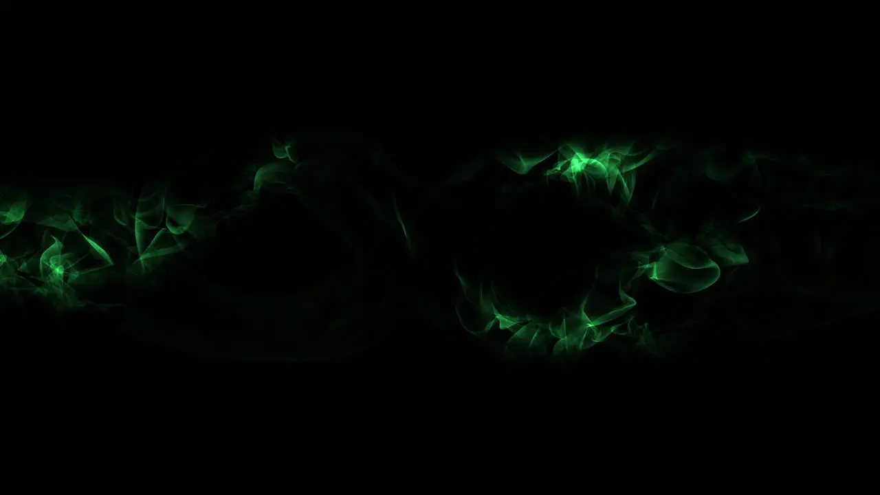 Waving green psychedelic dark physical smoke on black gradient