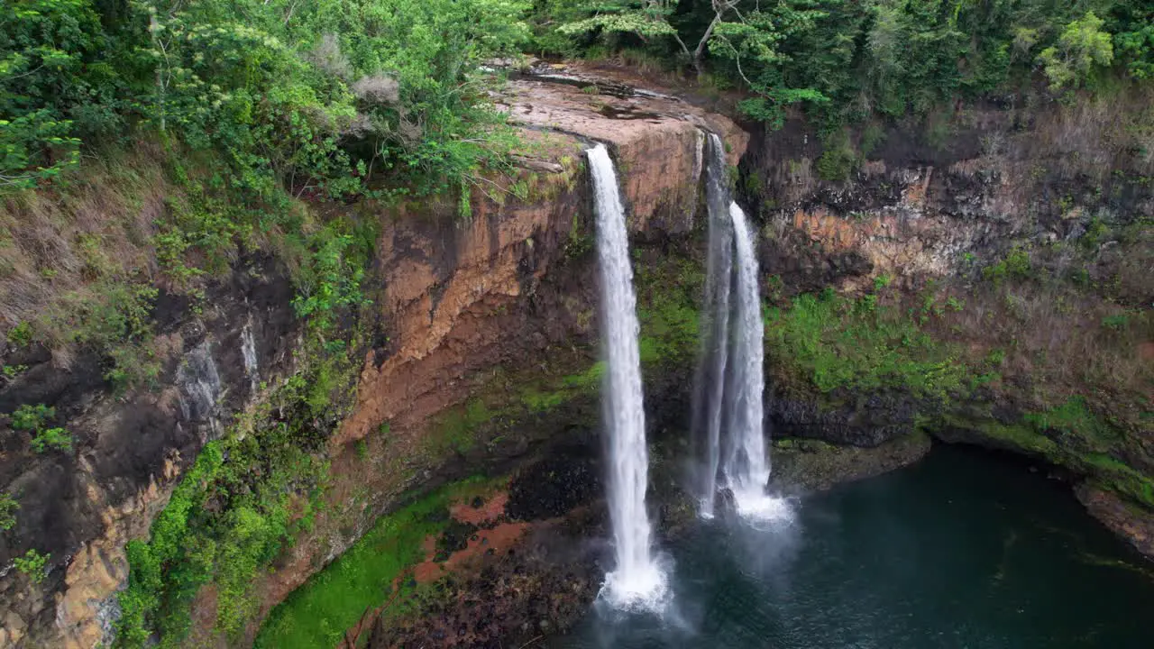 Kauai Hawaii Wailua Falls drone footage