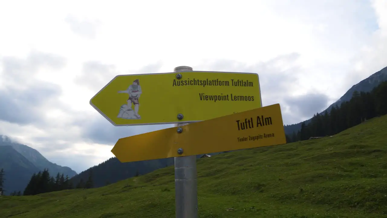 Tuftl Alm Sign on trail in Austrian Alps Orbit Motion