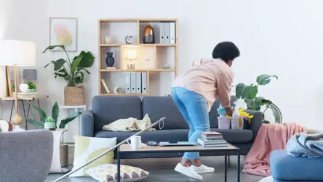 Time lapse of a woman cleaning her home