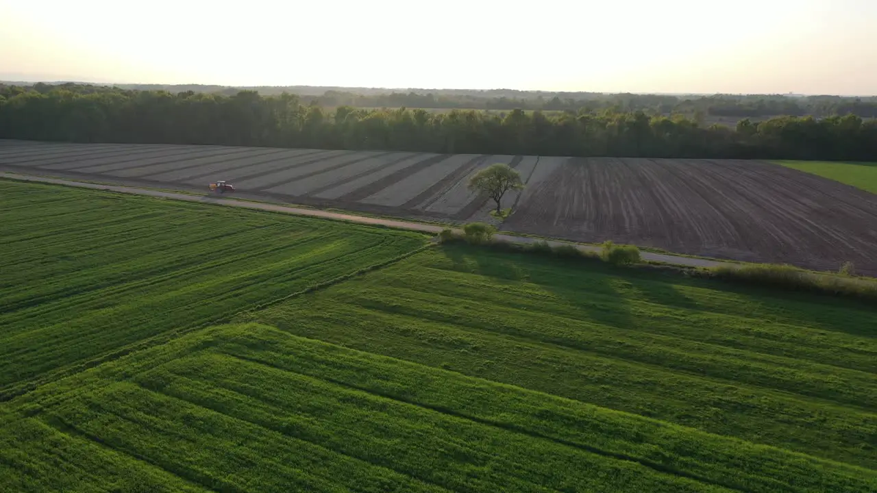 Flying with a drone around the village