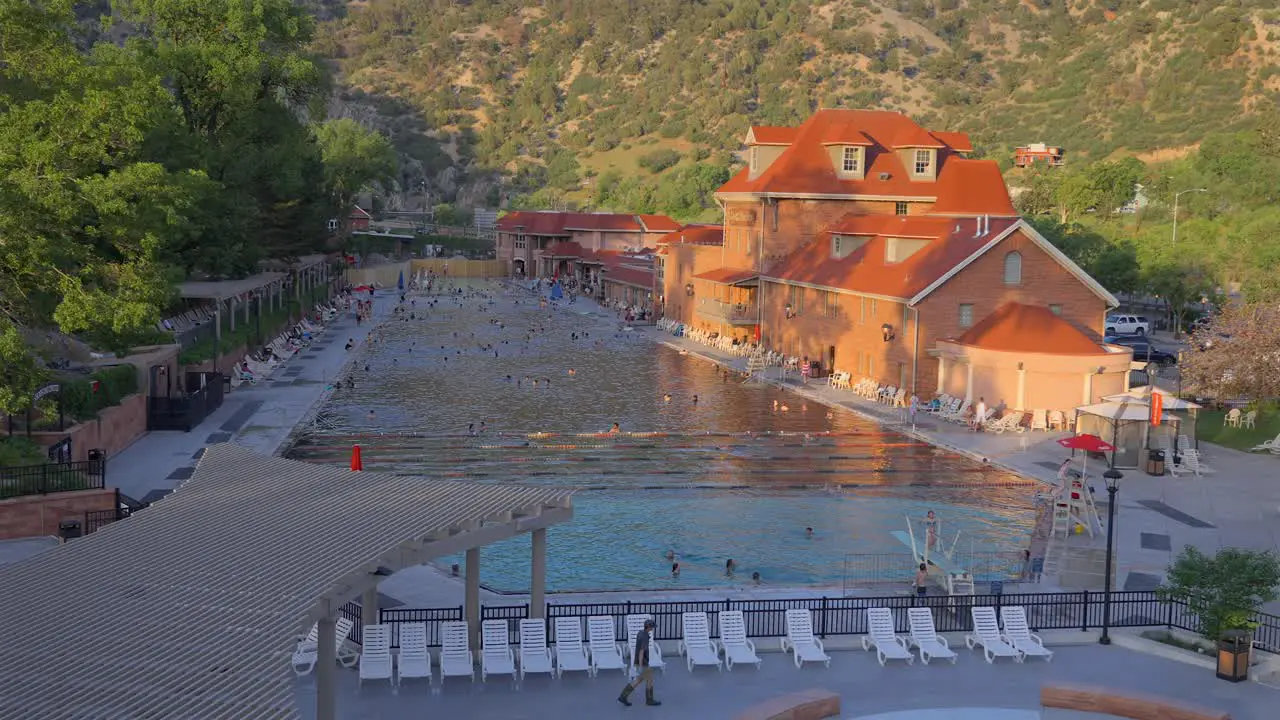 Glenwood Springs Hot Springs pool in the evening